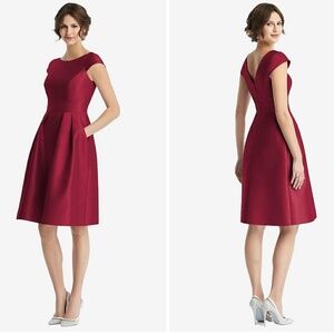 ALFRED SUNG | Dresses | Alfred Sung Cap Sleeve Pleated Cocktail Dress With  Pockets In Burgundy Size 6